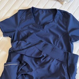 Navy Blue Cherokee infinity Scrub Top and Pants Set XS petite